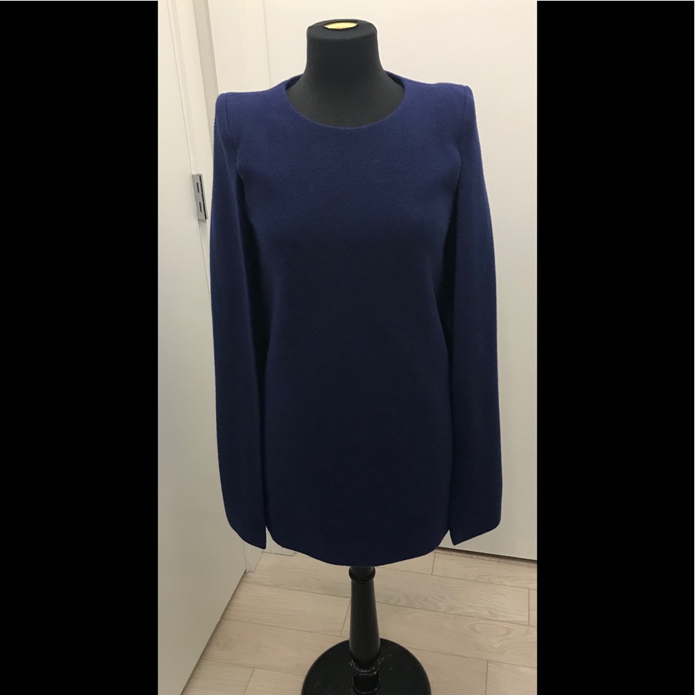 Navy blue / purple business cape wool suit S